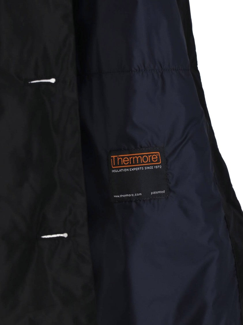 Aspesi Black Single-Breasted Technical Fabric Coat