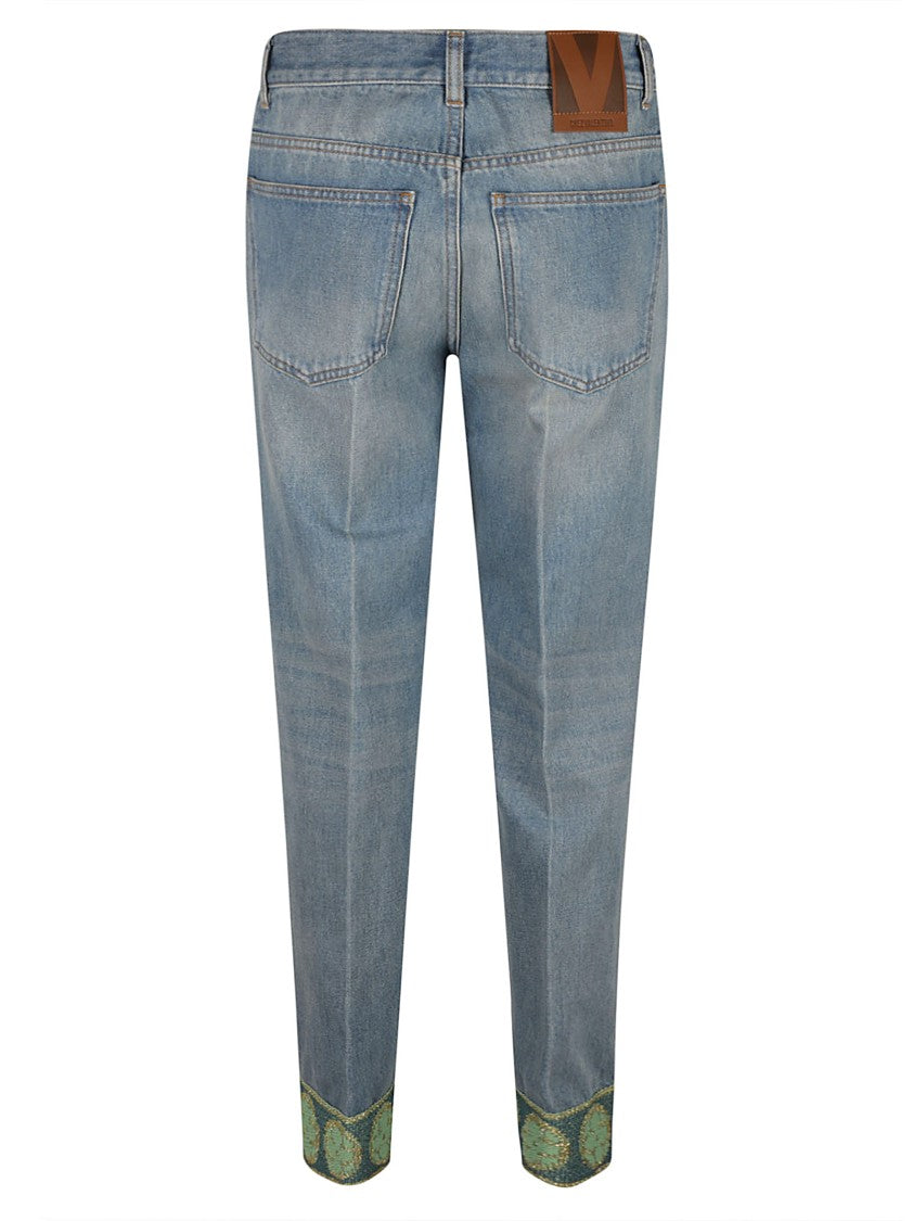 Valentino Garavani Straight-Leg Jeans With Decorative Cuffs