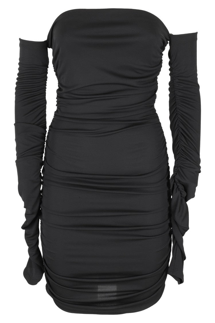 The Andamane Mini Dress With Off-Shoulder Design And Draped Sides