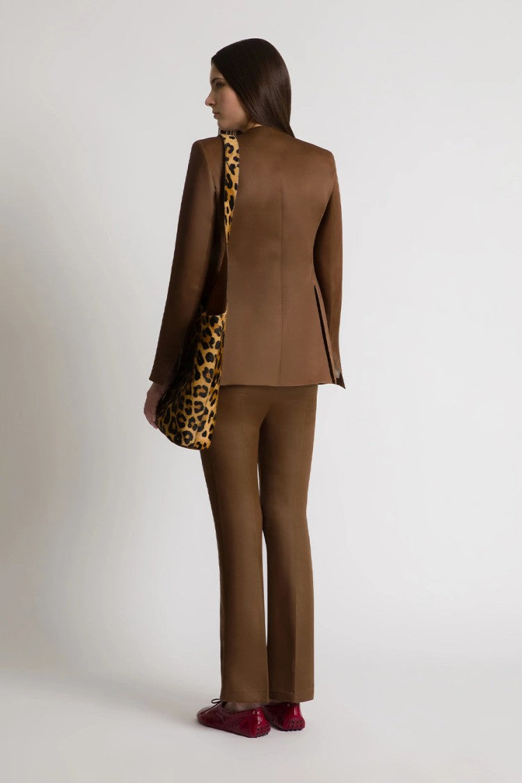 Alberta Ferretti Brown Cotton-Blend Straight-Leg Pants