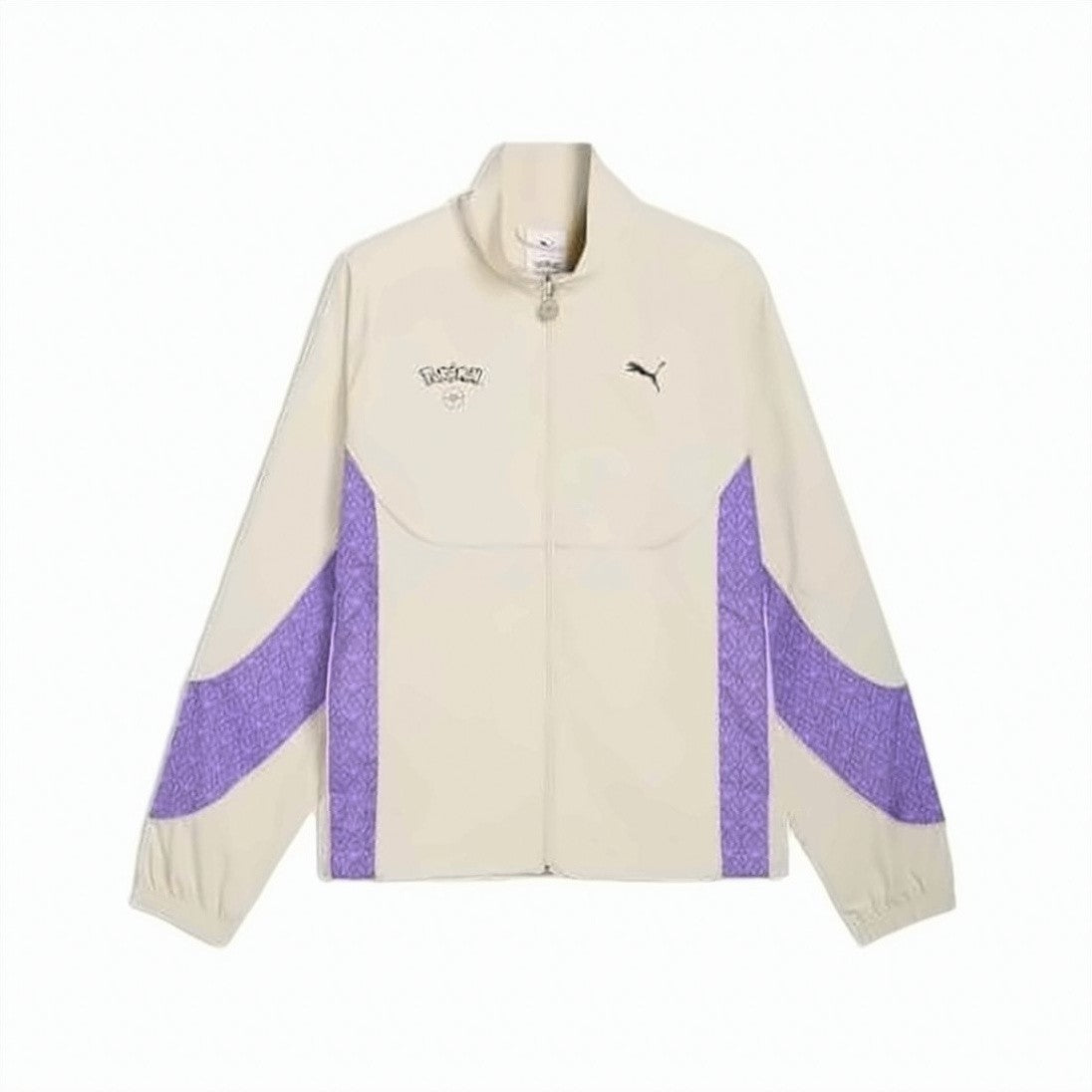 Puma Light Beige Jacket With Purple Patterned Panels And High Collar