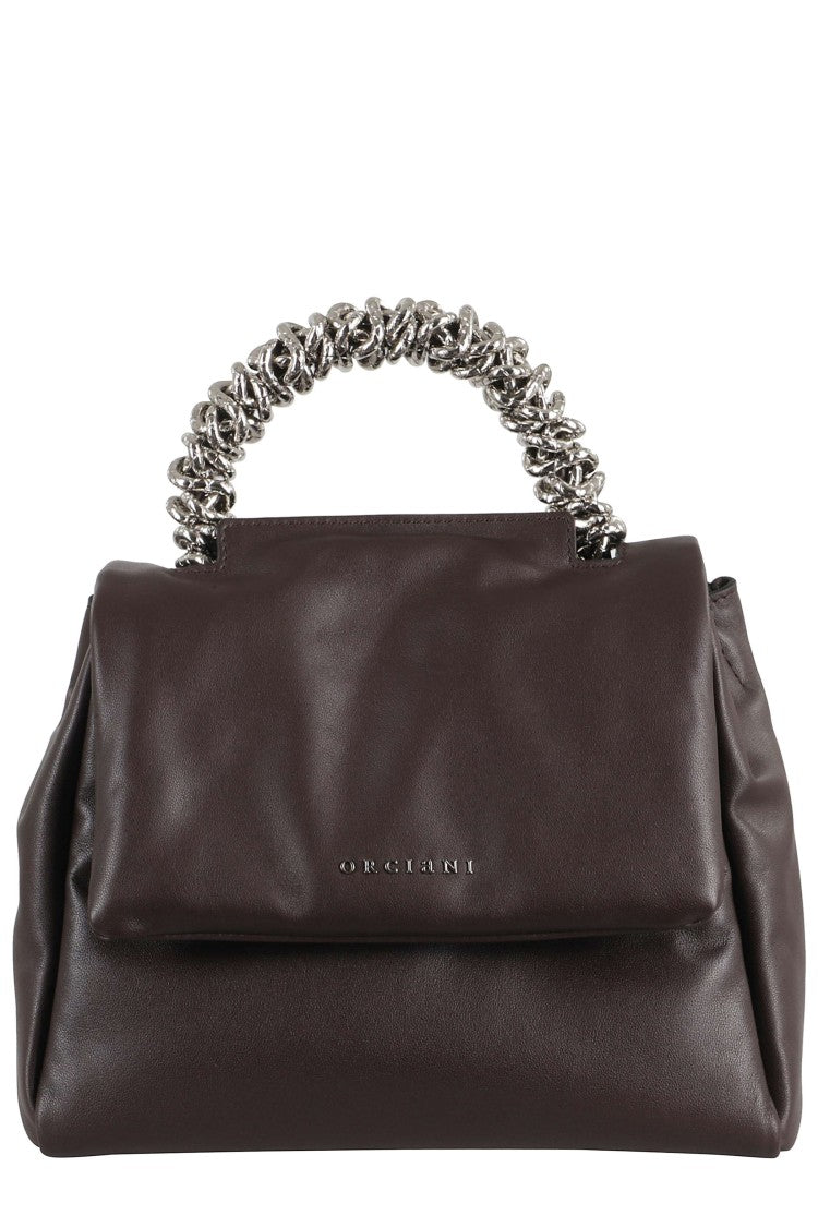 Orciani Chocolate Nappa Leather Bold Small Bag