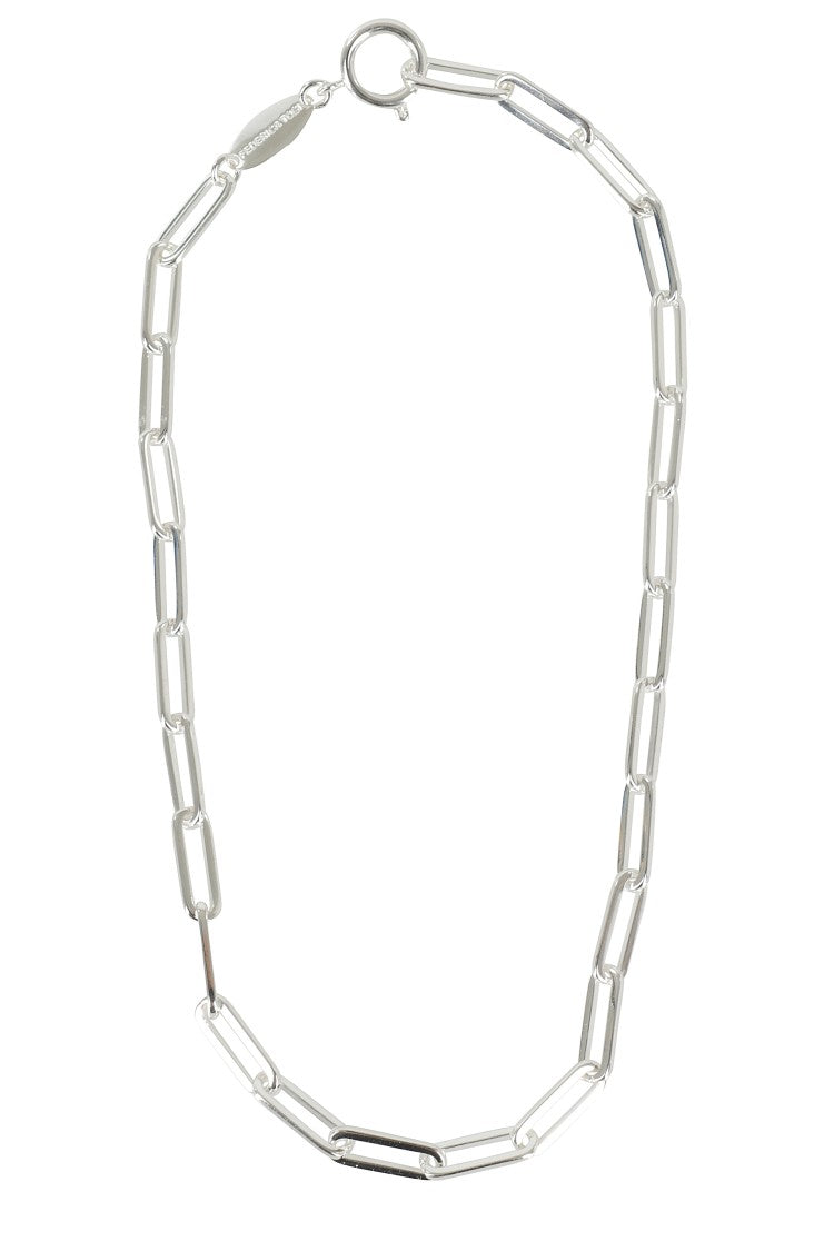 Federica Tosi Elongated Link Necklace With Polished Silver Finish