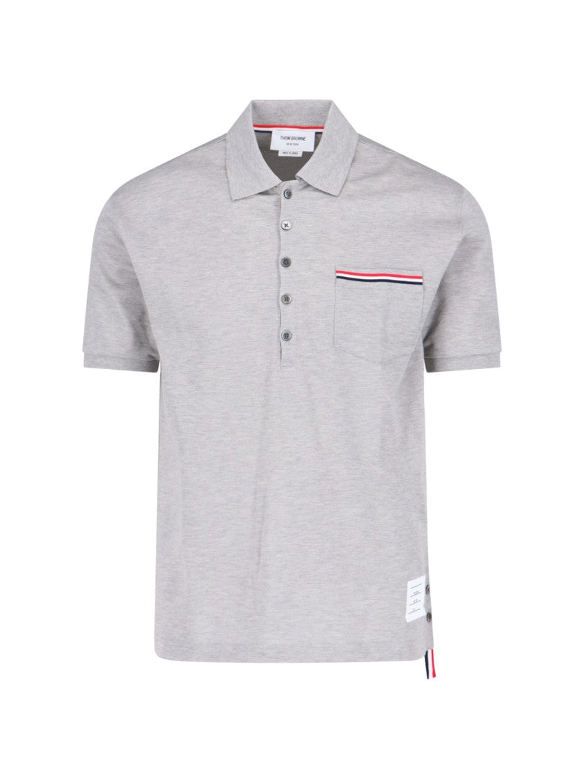 Thom Browne Polo Logo "Pique Pocket" – Gray