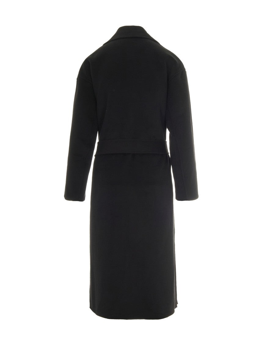 Liu Jo Black Wool Coat With Belt