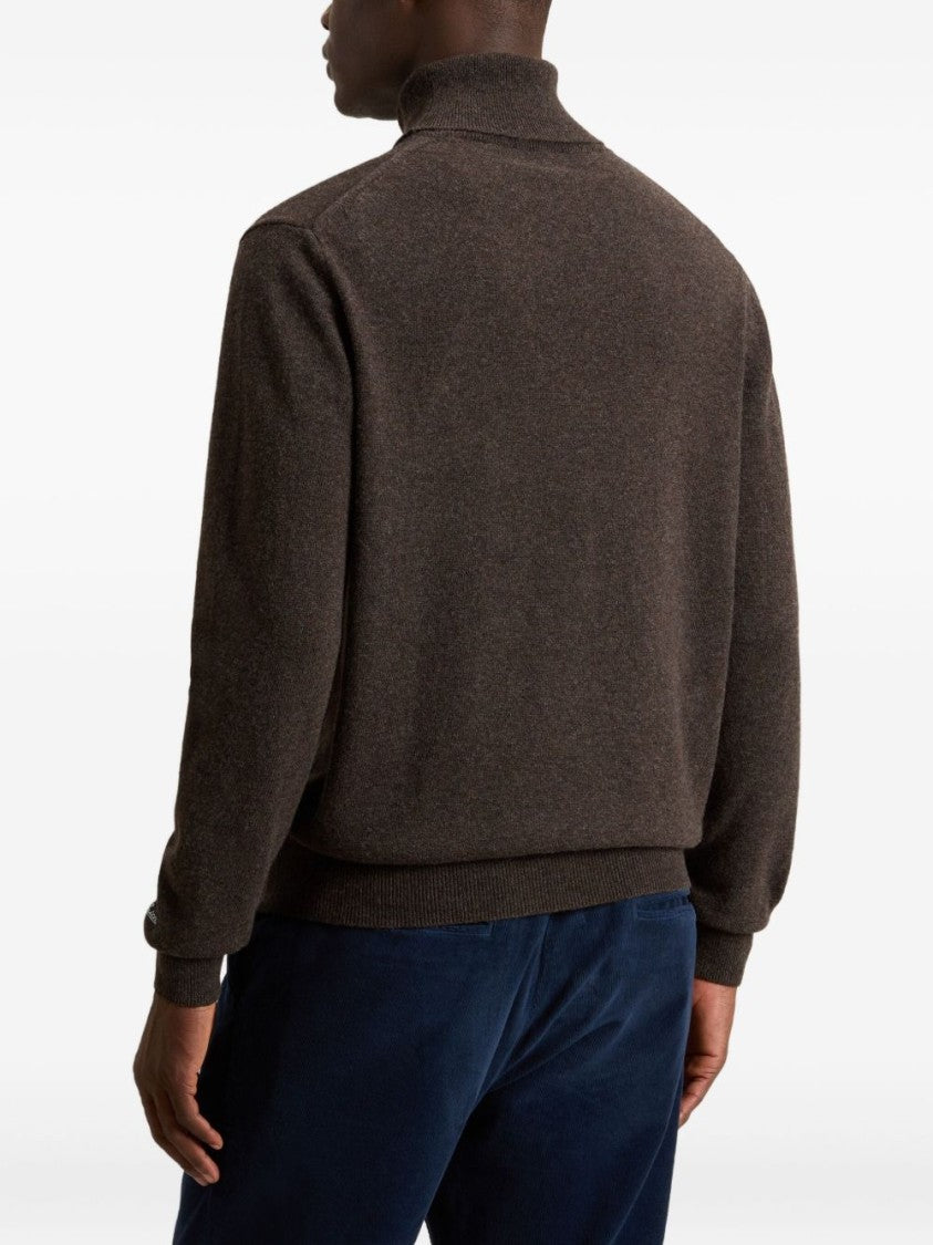 Woolrich High Neck Brown Wool Sweater