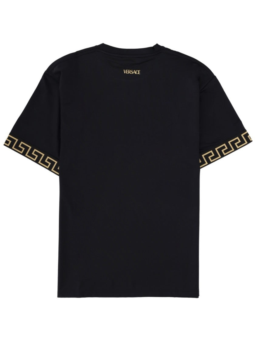 Versace Black Gold Greek Key Pattern T-Shirt