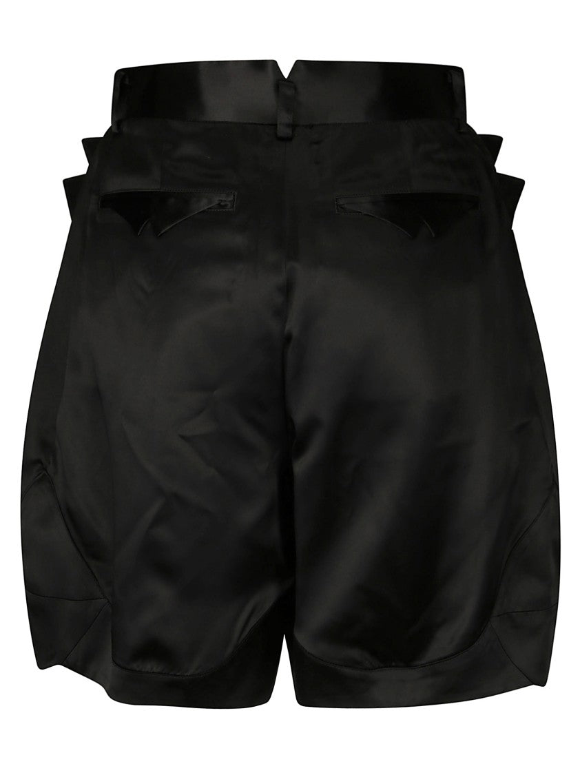 Comme Des Garçons Oversized Shorts In Glossy Fabric With Flap Pockets