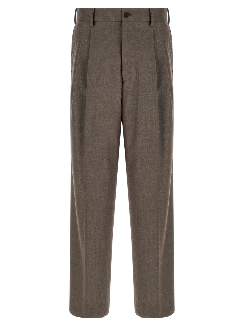 Ssstein Light Merino Wool Trousers With Pleated Fronts And Elegant Finish
