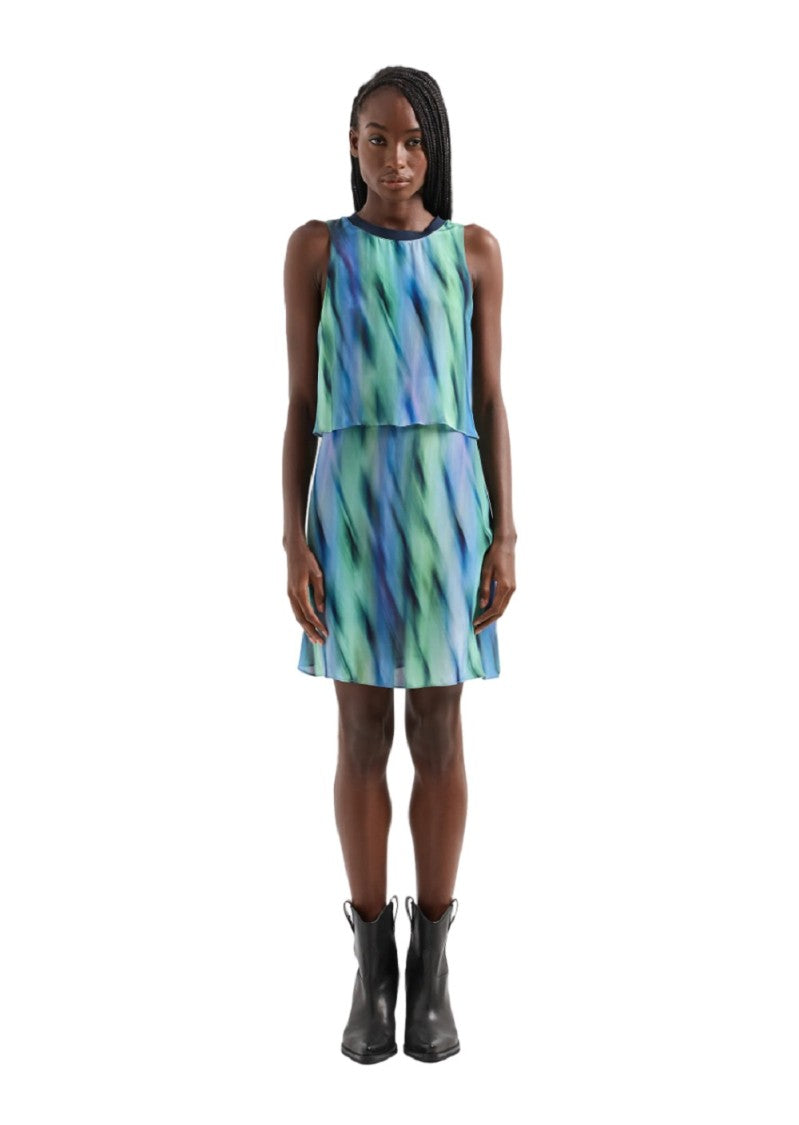 Armani Exchange Layered Abstract Pattern Mini Dress Crew