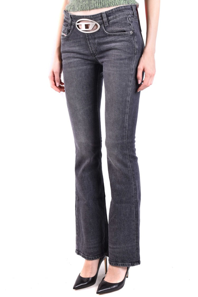 Diesel Slightly Flared Black Metallic Buckle Jeans
