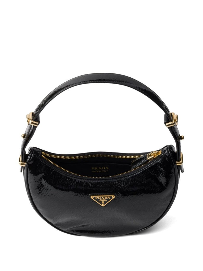 Prada Nappa Leather Shoulder Bag With Geometric Design And Enamel Logo