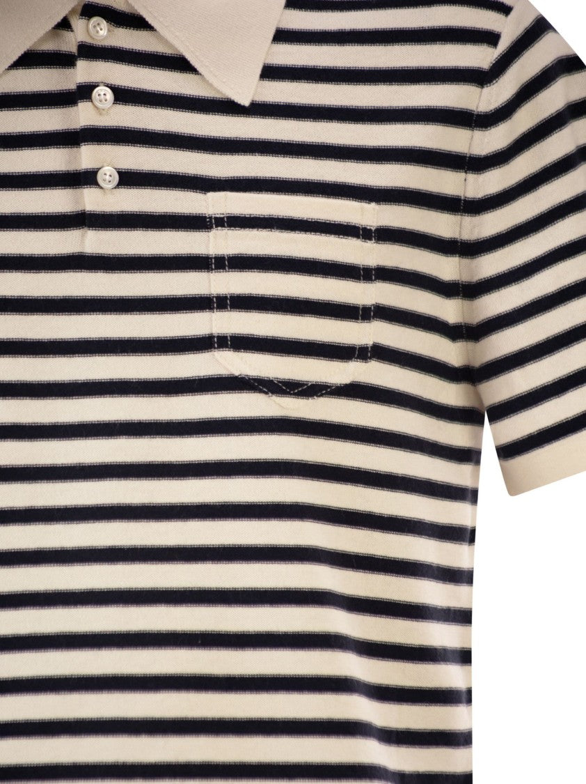 A.P.C. Eliot - Striped Polo Shirt In Cotton And Cashmere Blend