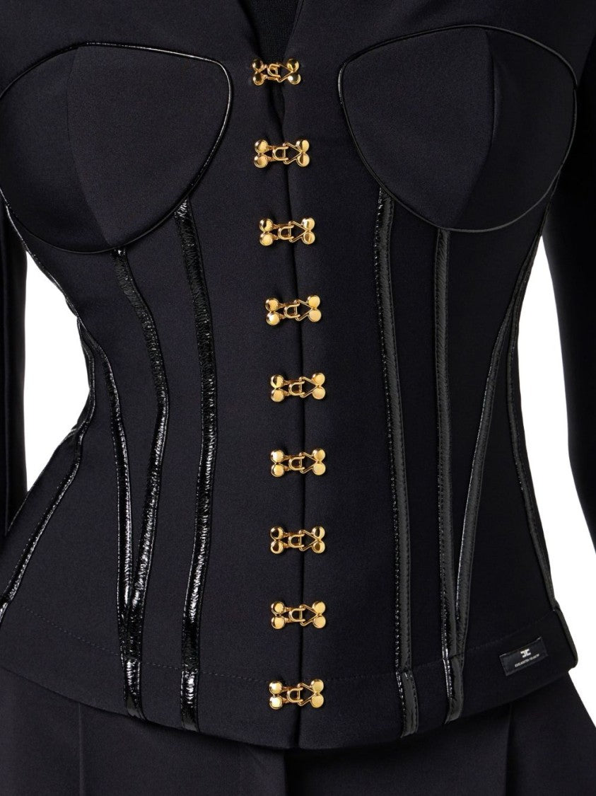 Elisabetta Franchi Structured Black Jacket With Corset Silhouette