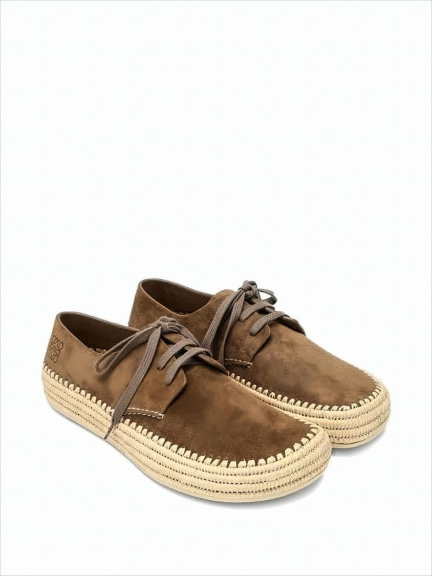 Loewe Brown Suede Sneakers With Raffia Sole