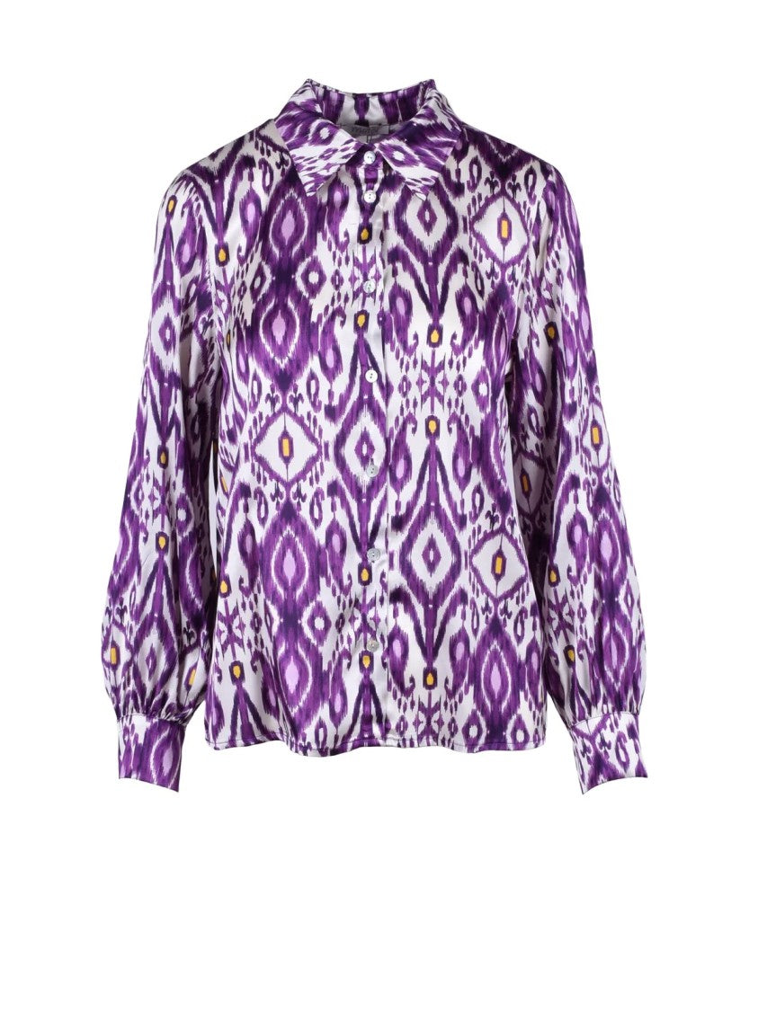 Motel White Purple Abstract Viscose Shirt