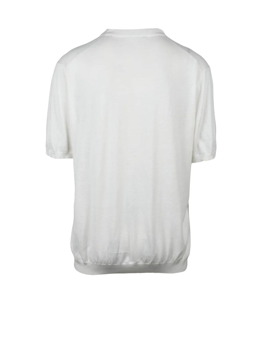 People Of Shibuya White Knit Cotton Polo Shirt