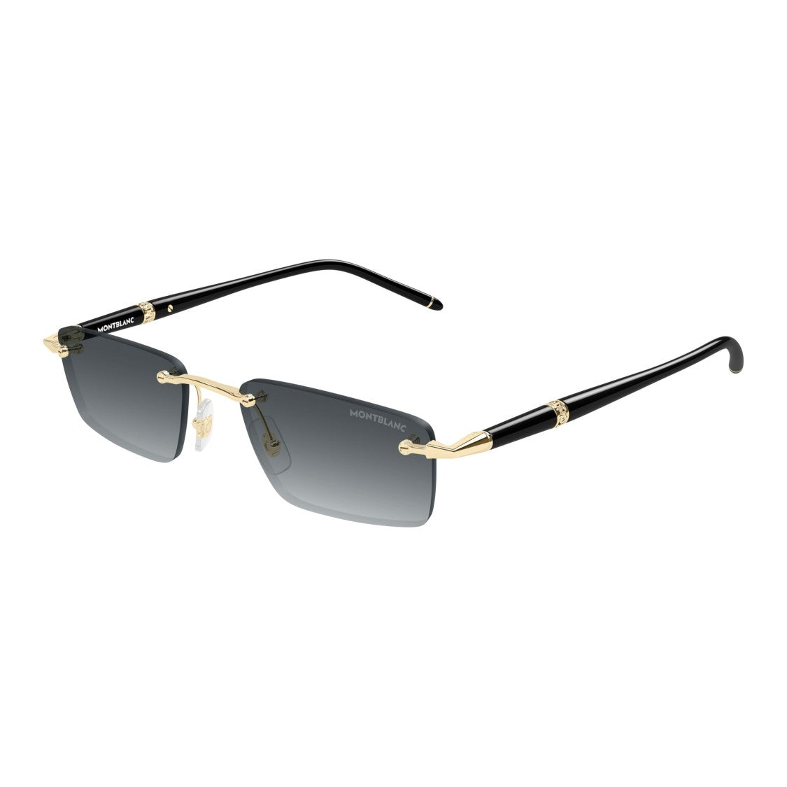 Montblanc Rimless Rectangular Sunglasses With Gold Accents