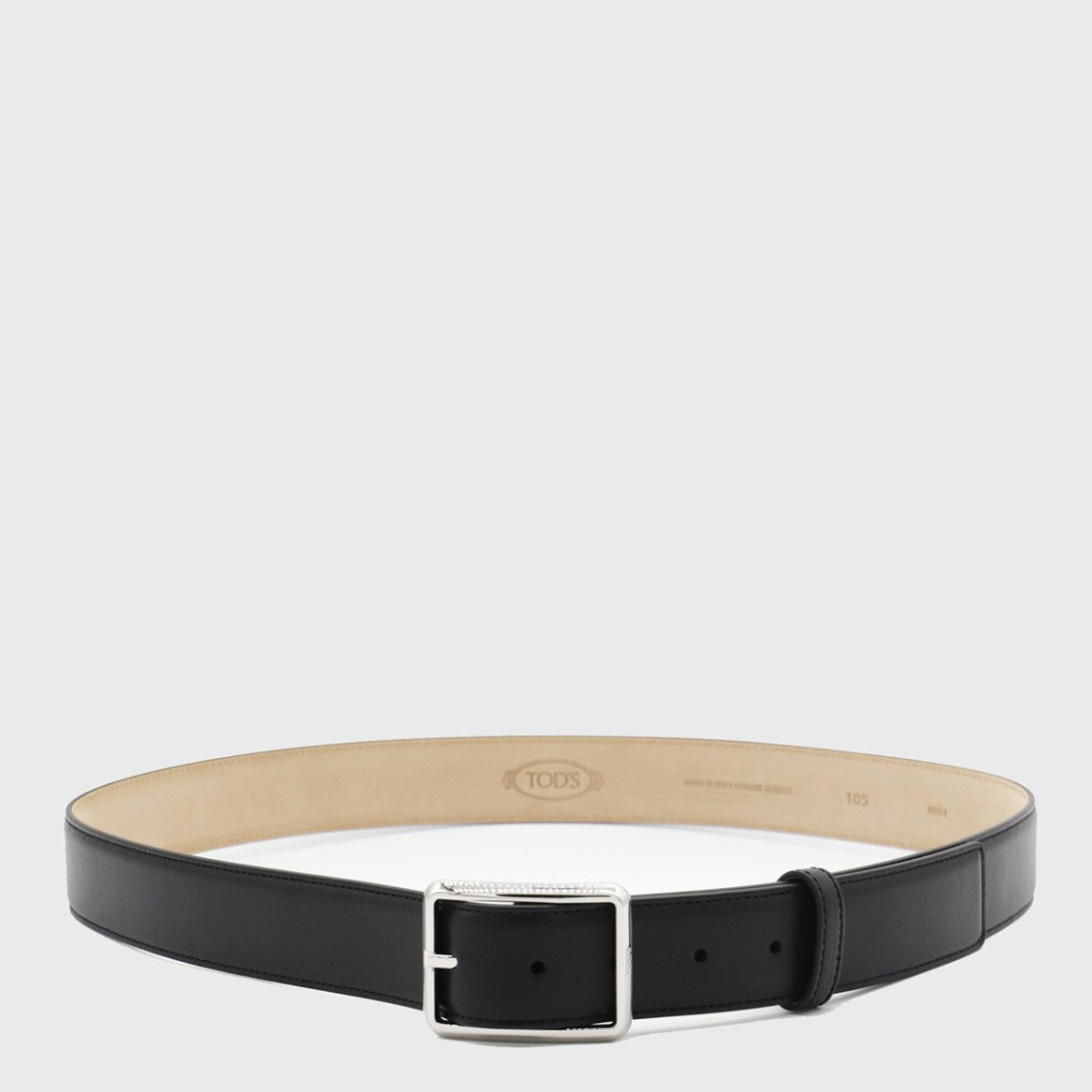 Tod's Black Leather Belt With Silver-Tone Buckle