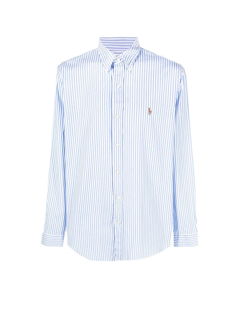 Polo Ralph Lauren Stretch Cotton Blue Shirt Vertical Stripes
