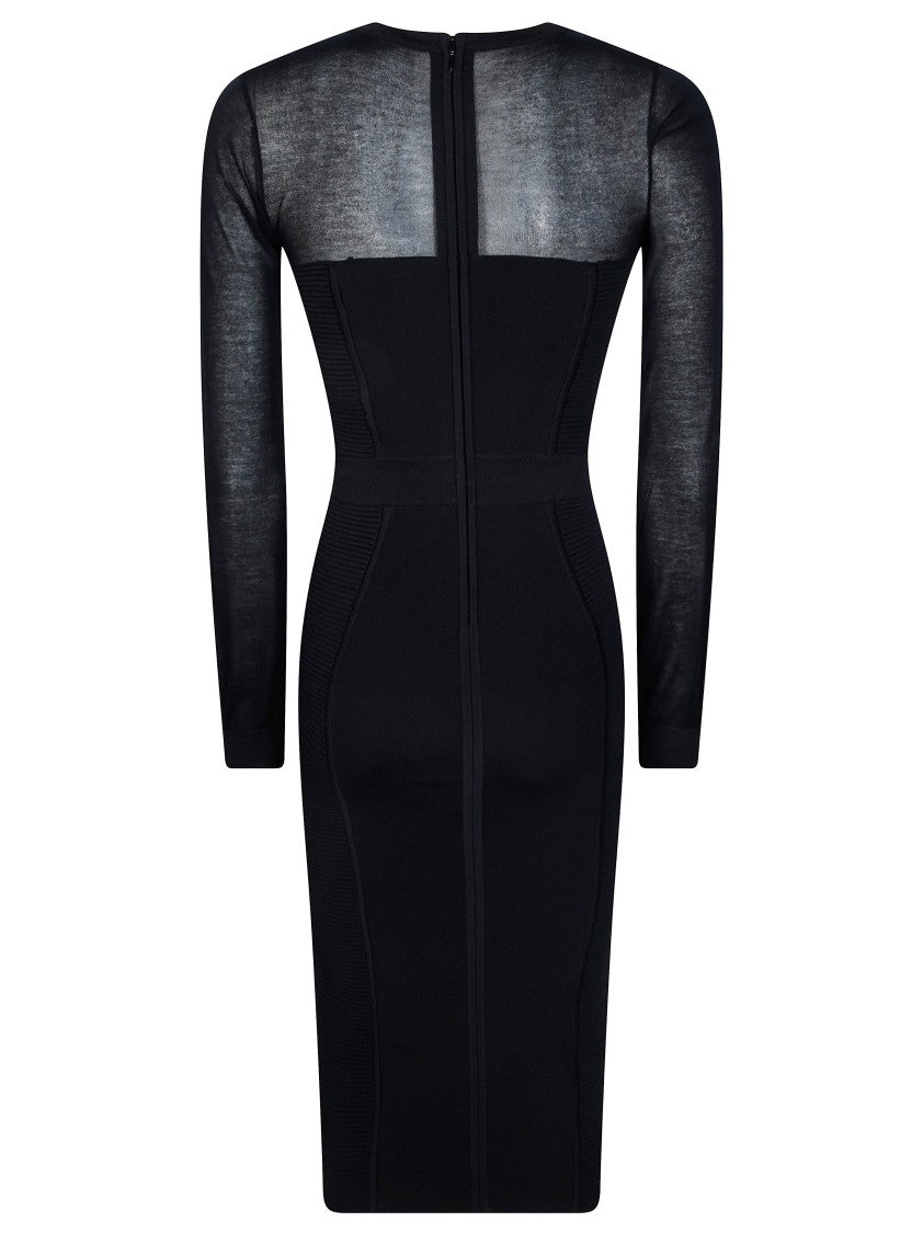 Elisabetta Franchi Fitted Sheer Knit Mini Dress