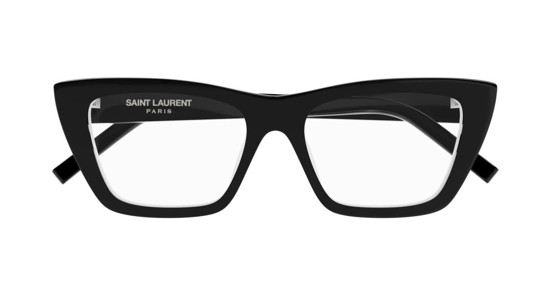 Saint Laurent Black Contrasting Temples Oversized Square Eyeglasses