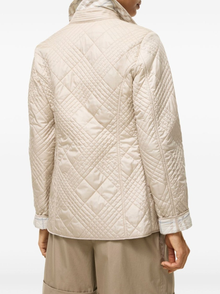Burberry Quilted Button-Down Tailored Silhouette Jacket