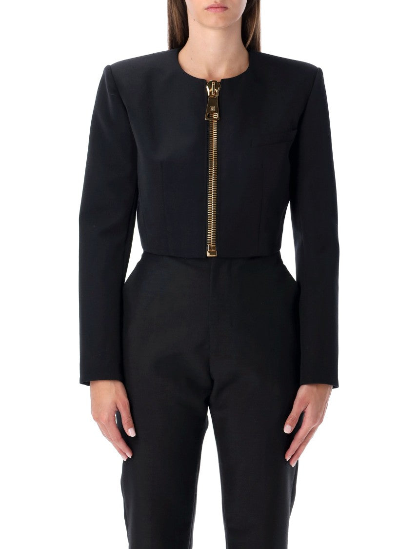 Balmain Fitted Black Cropped Jacket
