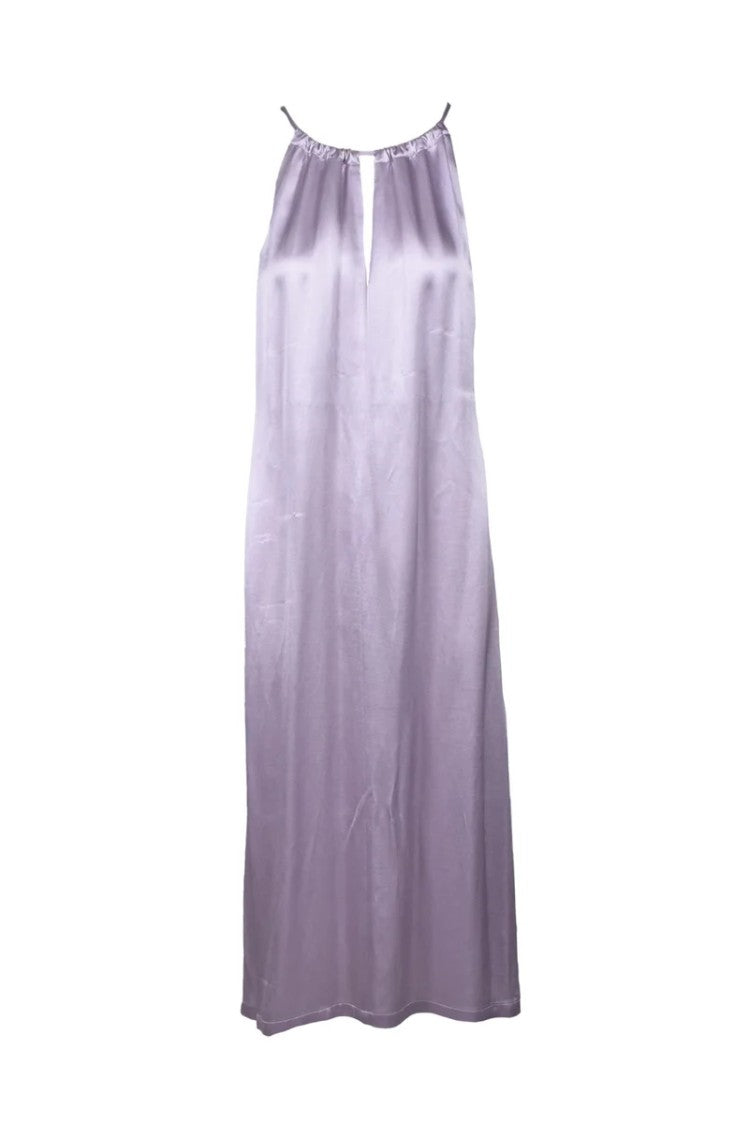 Erika Cavallini Pink Satin Finish Acetate-Blend Tunic Maxi Dress