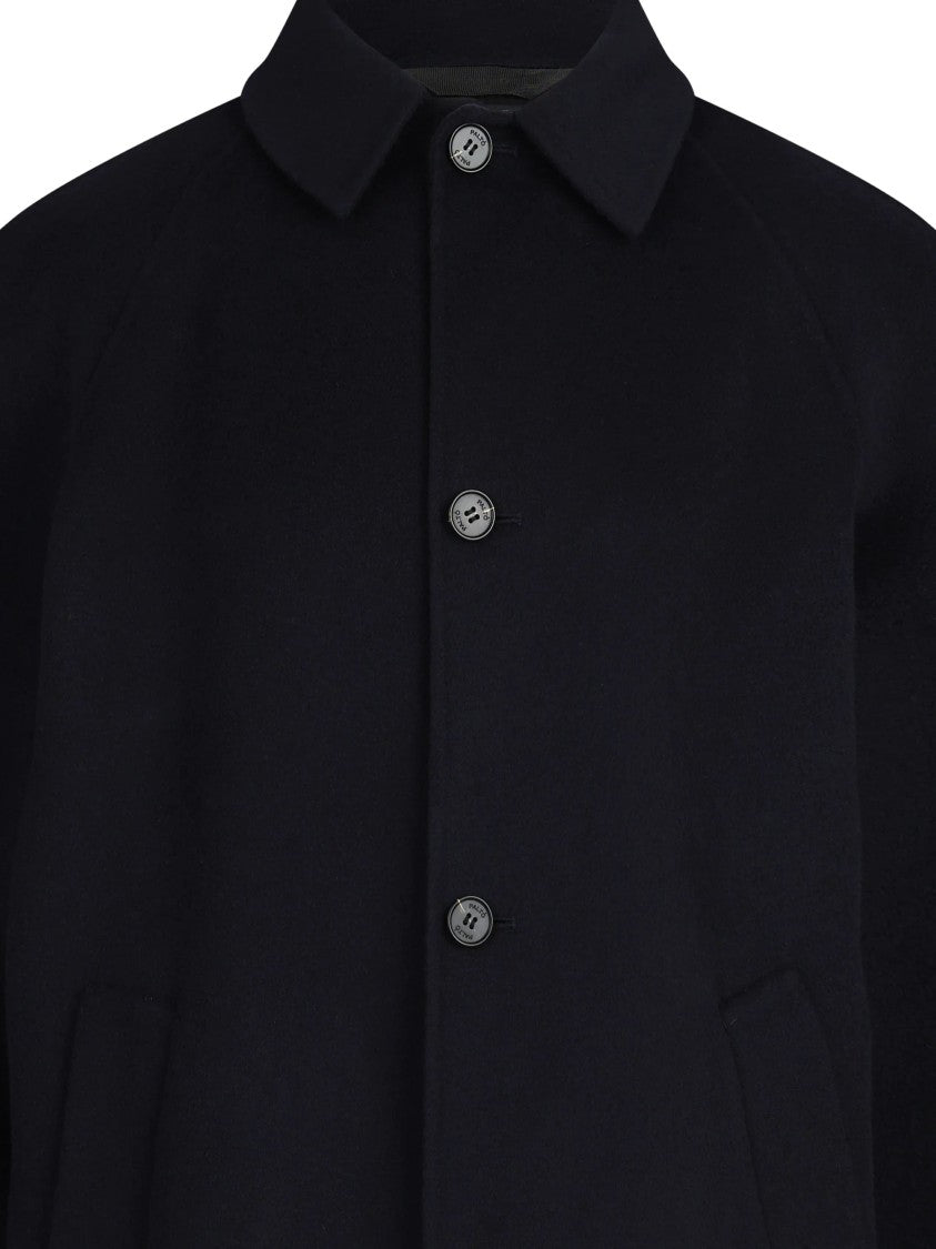 Paltò Marcello Straight Cut Black Wool Coat