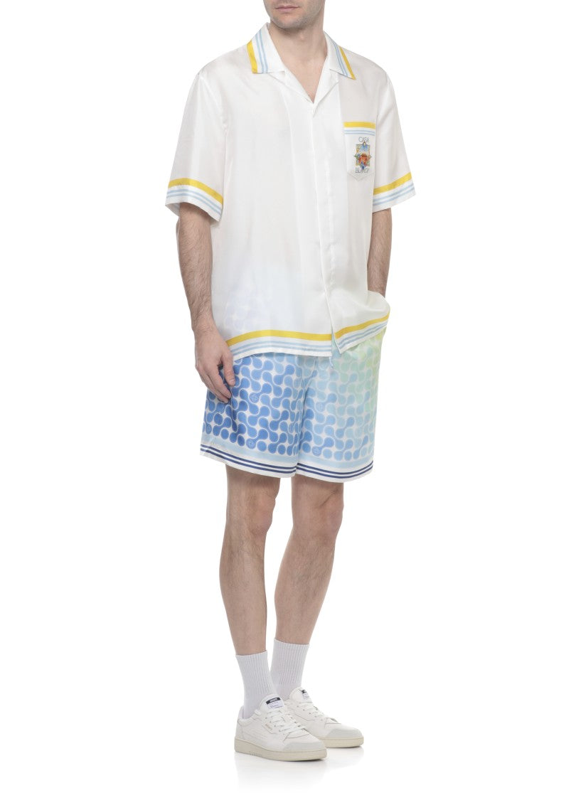 Casablanca White Tennis Landscape Silk Shirt