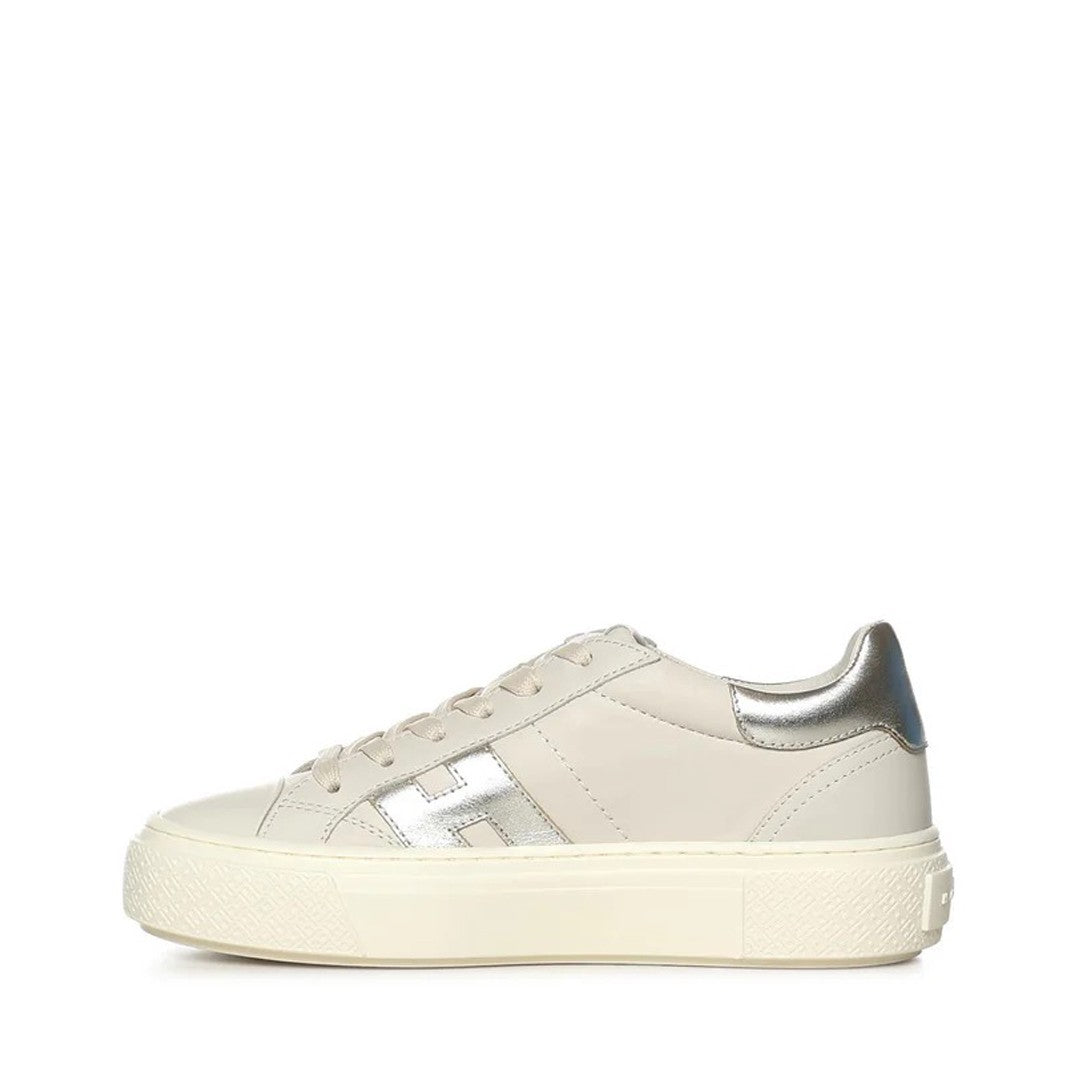 Hogan Light Beige Low-Top Sneakers With Metallic Accents
