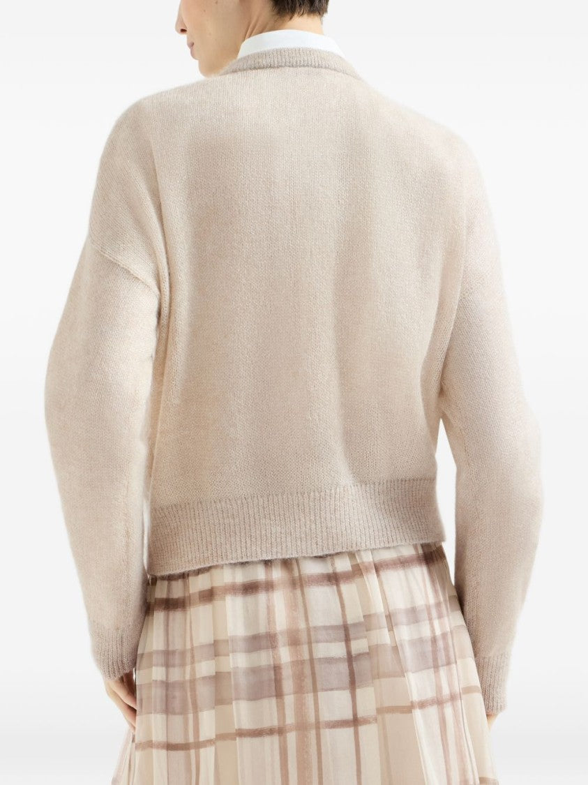 Brunello Cucinelli Cropped Button-Down Ribbed Sweater