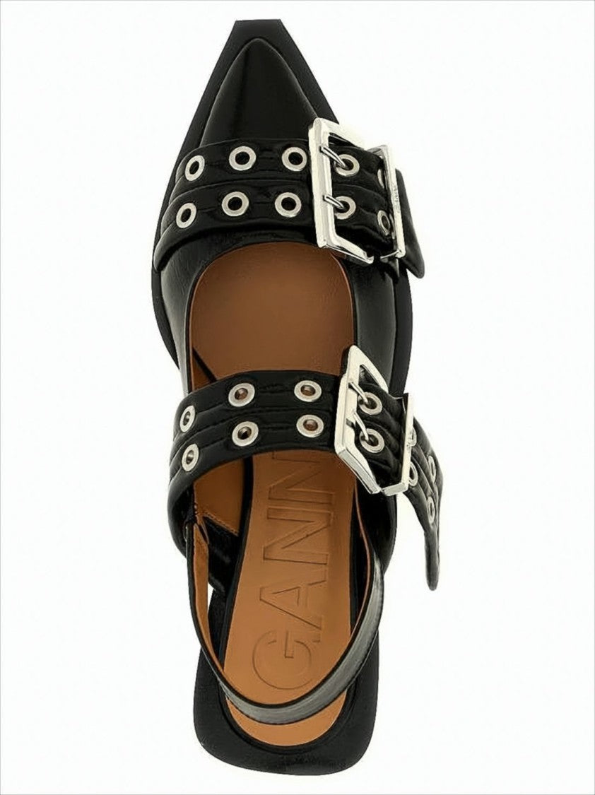 Ganni Pointed Toe Flat Shoes With Finish