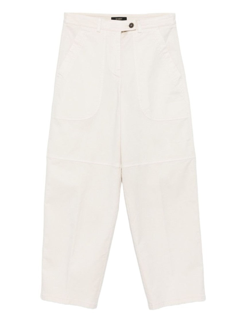 Seventy Sergio Tegon Relaxed Fit Soft Panna Cropped Trousers