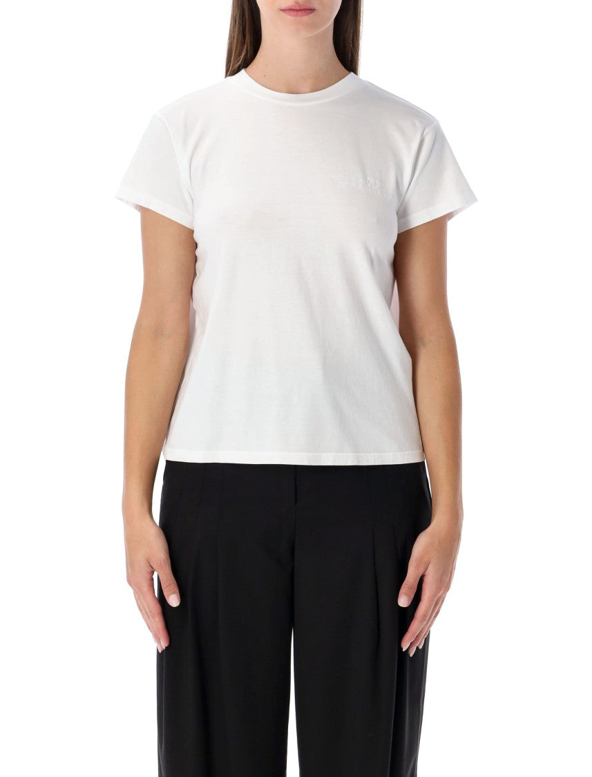 Mm6 By Maison Margiela Fitted Cotton Jersey T-Shirt With Unique Pleated Panel