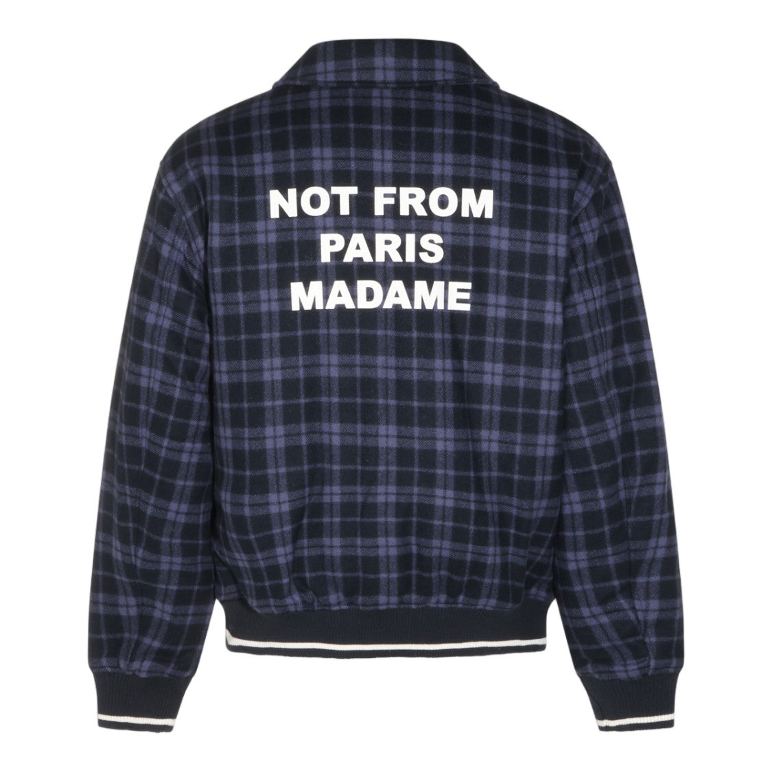 Drôle De Monsieur Checkered Zip-Up Coat With Contrasting Stripes