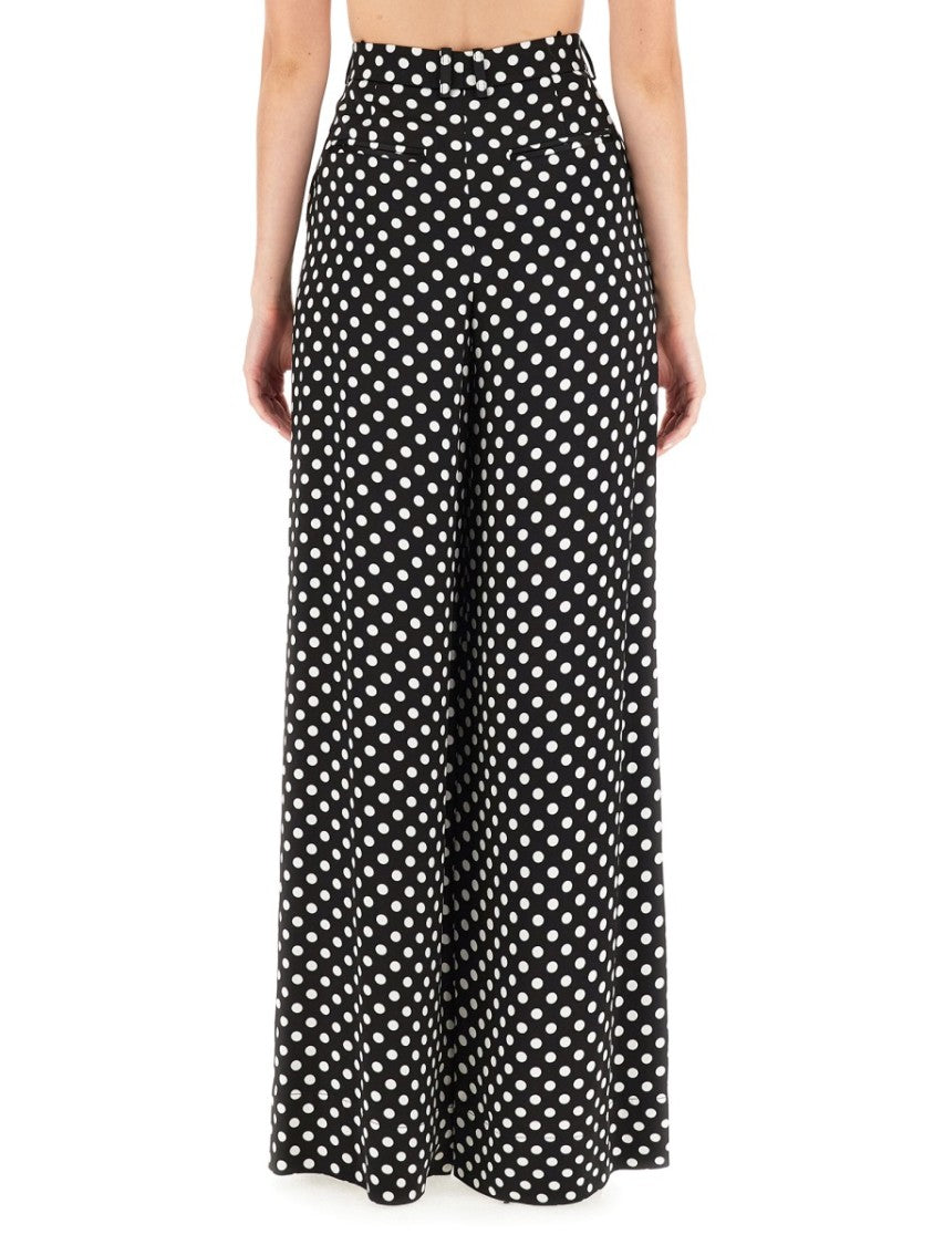 Saint Laurent Polka Dot Wide-Leg Pants With High Waist