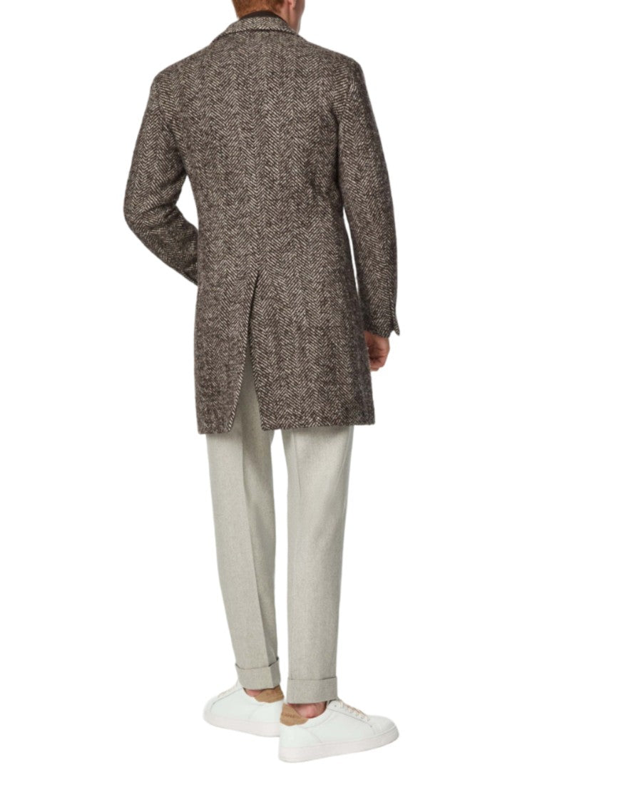 L.B.M. 1911 Tailored Brown Herringbone Coat