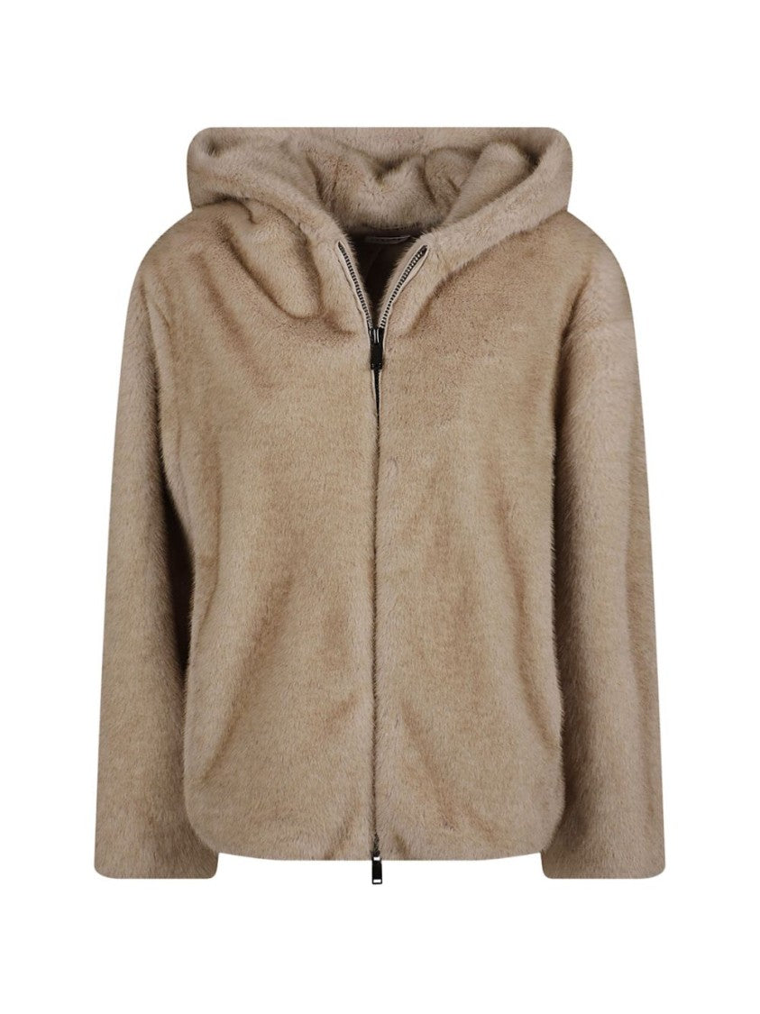 Parosh Boxy Cropped Hooded Zip-Up Jacket