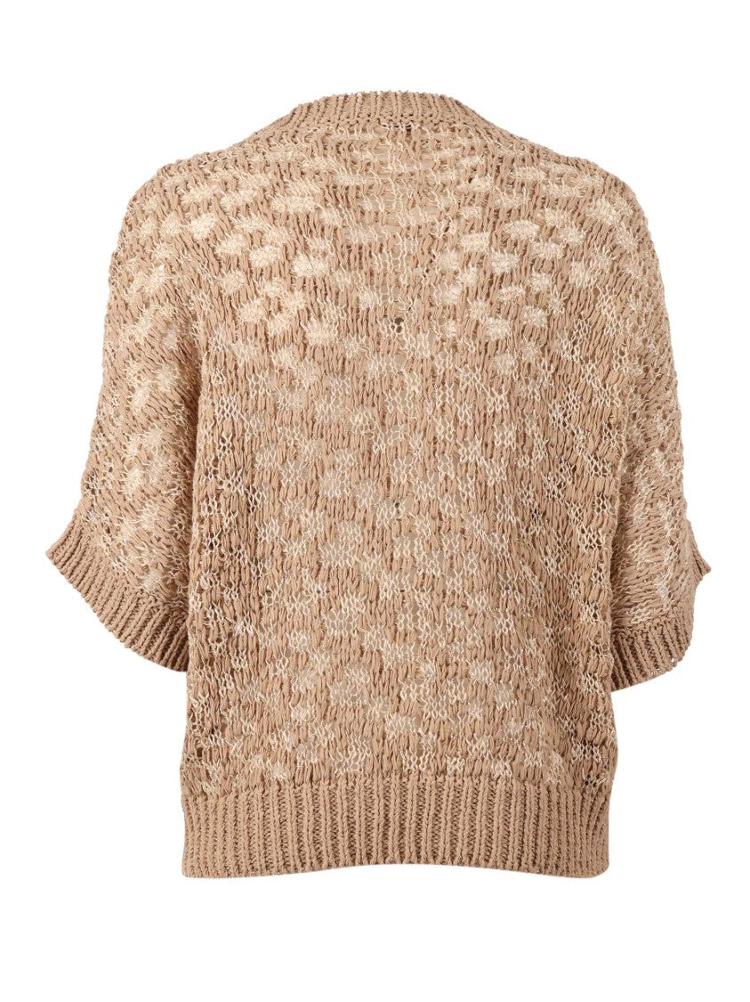 Peserico Textured Open Weave Cropped Sweater