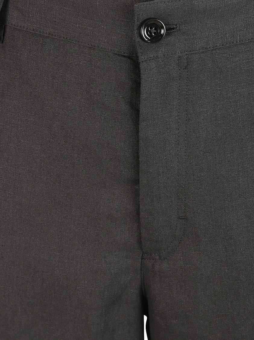 Dolce & Gabbana Tailored Black Linen Shorts With Cargo Pockets