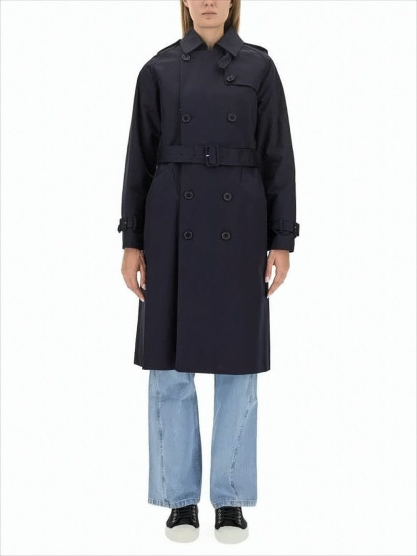 A.P.C. Double-Breasted Trench Coat With Structured Collar