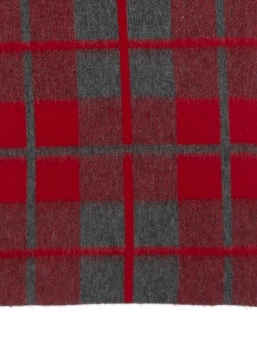 Guest In Residence Bold Checkered Gray And Red Scarf