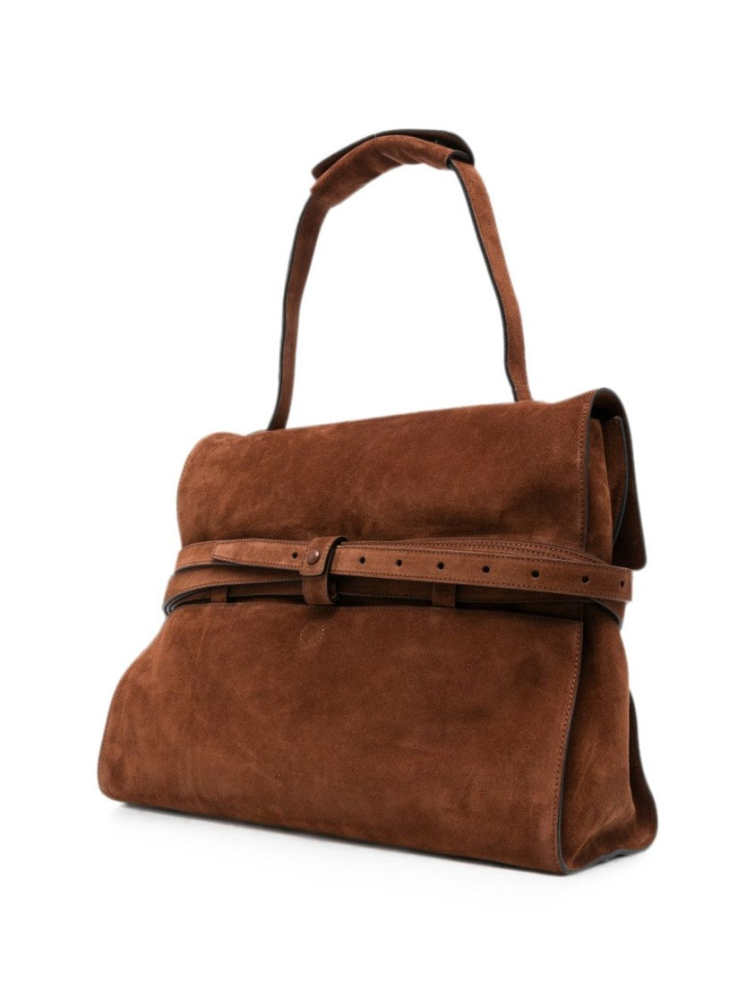 Moschino Structured Suede Shoulder Bag