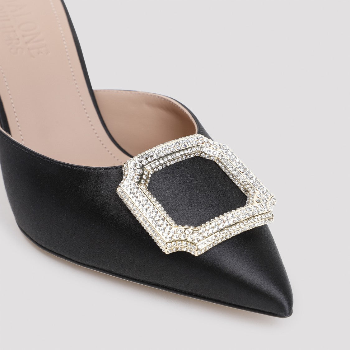 Malone Souliers Mona 70 Black Satin Mules