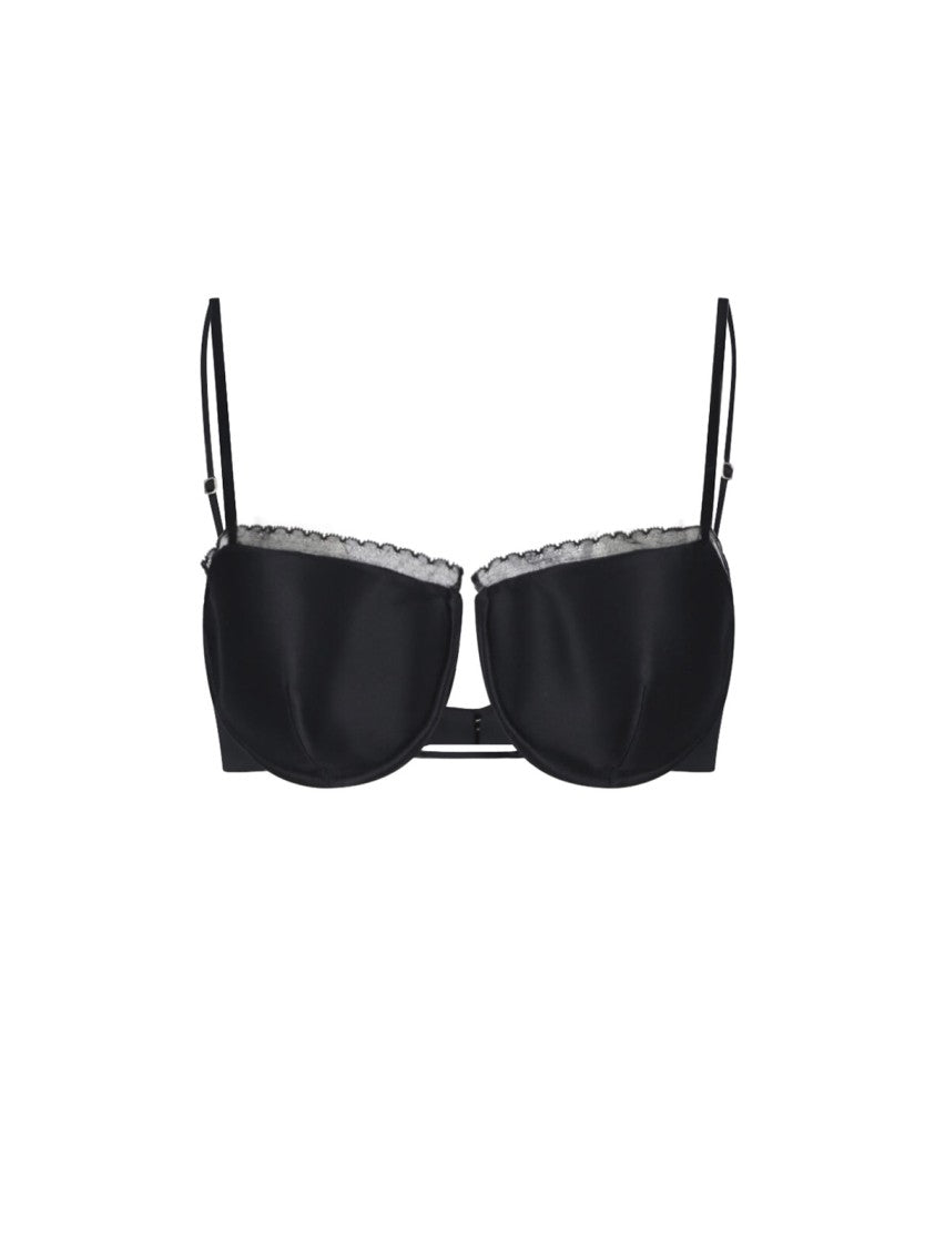 Givenchy Black Silk Blend Lace Trim Top