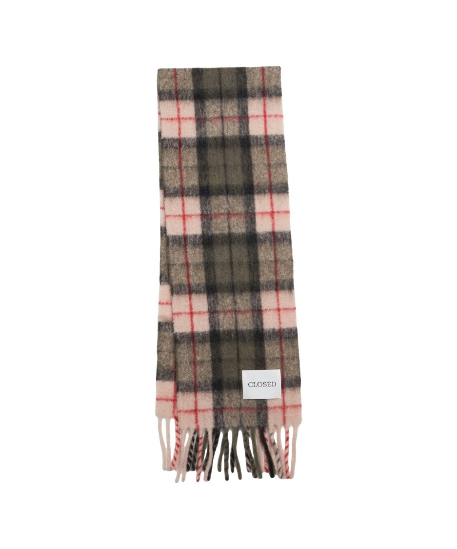 Closed Multicolored Alpaca Blend Scarf With Classic Checkered Pattern