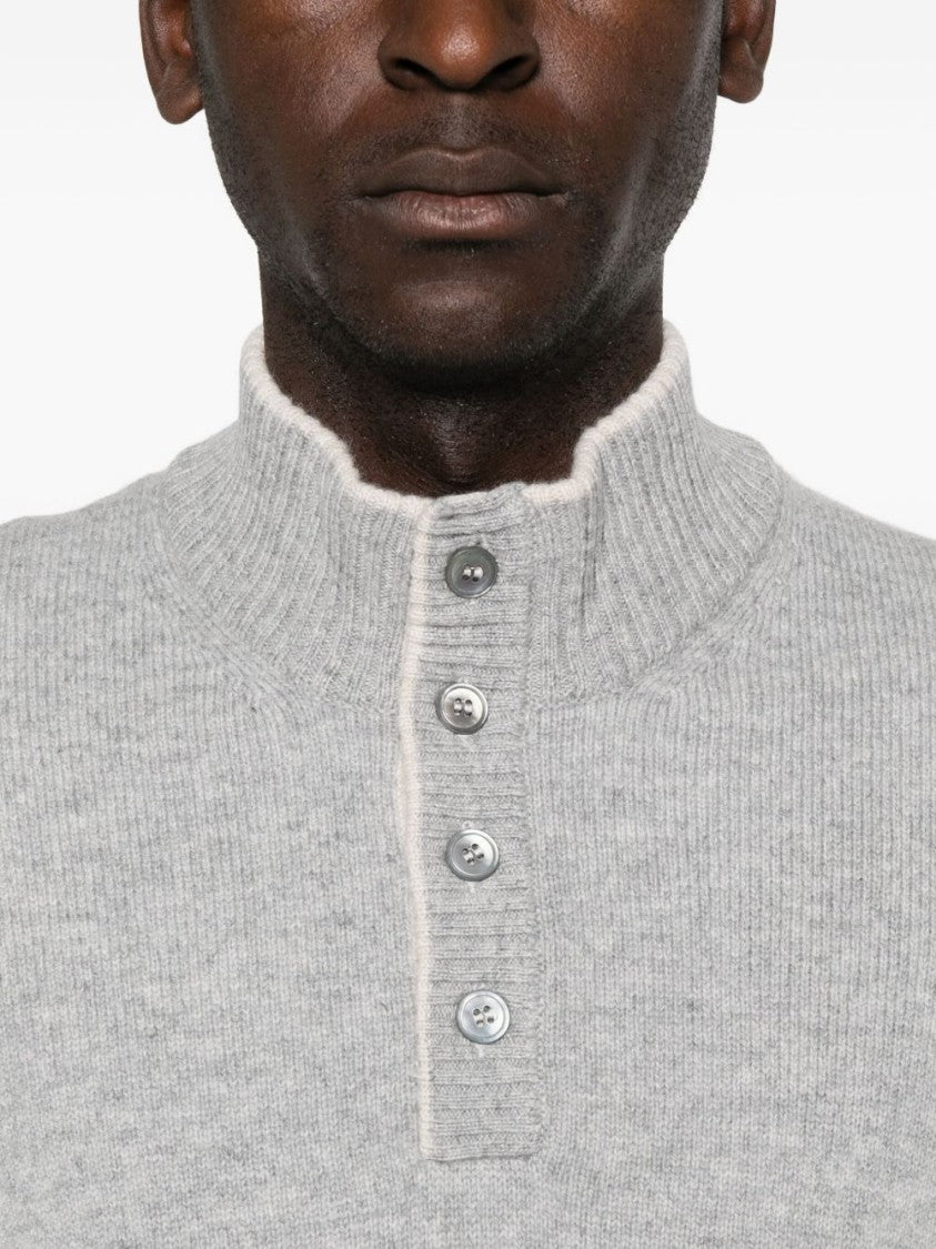 Gran Sasso Solid Grey Knit Sweater With Round Neckline