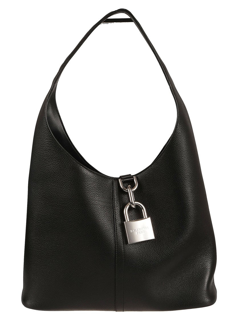 Balenciaga Elegant Black Shoulder Bag With Textured Leather